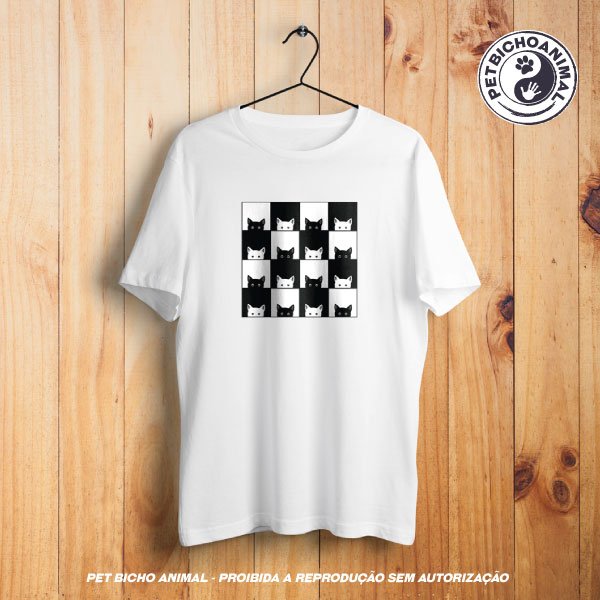 Camiseta - Xadrez de Gatos 1
