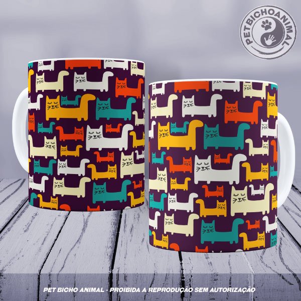 Caneca Gatos Coloridos 1