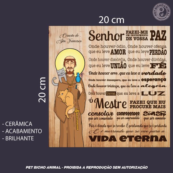 Azulejo Decorativo - Oração São Francisco de Assis - Edição Especial 2 Azulejo Decorativo - Oração São Francisco de Assis - Edição Especial 3