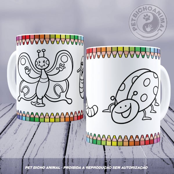 PBACAN 2008082A Caneca para Colorir - Insetos 1