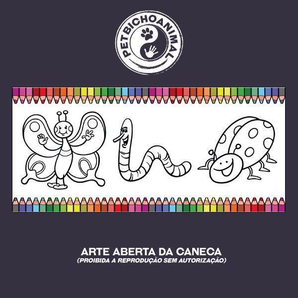 Caneca para Colorir - Insetos 1 Caneca para Colorir - Insetos 2