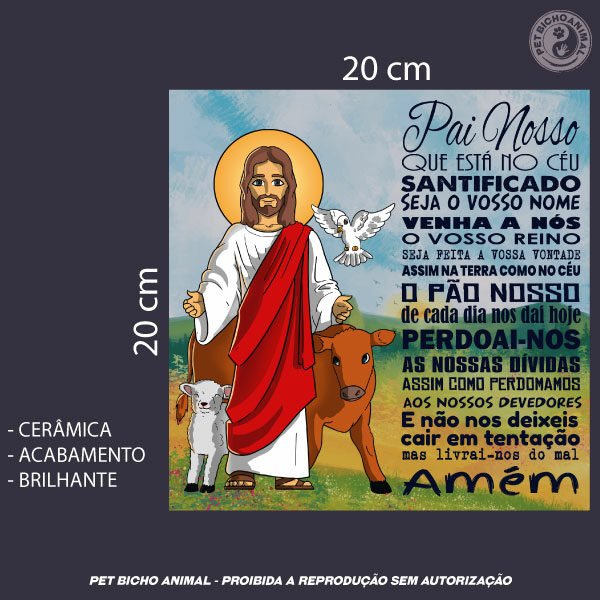 Azulejo Decorativo - Jesus e a Oração Pai Nosso 5 Azulejo Decorativo - Jesus e a Oração Pai Nosso - Imagem 3