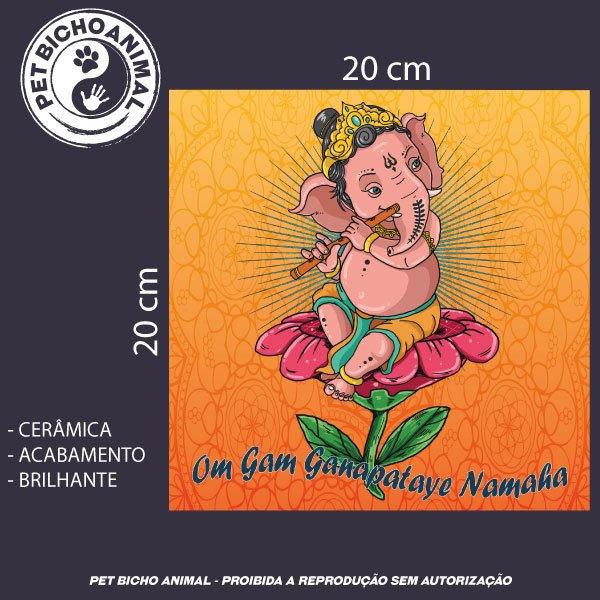 Azulejo Decorativo - Deus Ganesha e seu Mantra 1 Azulejo Decorativo - Deus Ganesha e seu Mantra 2