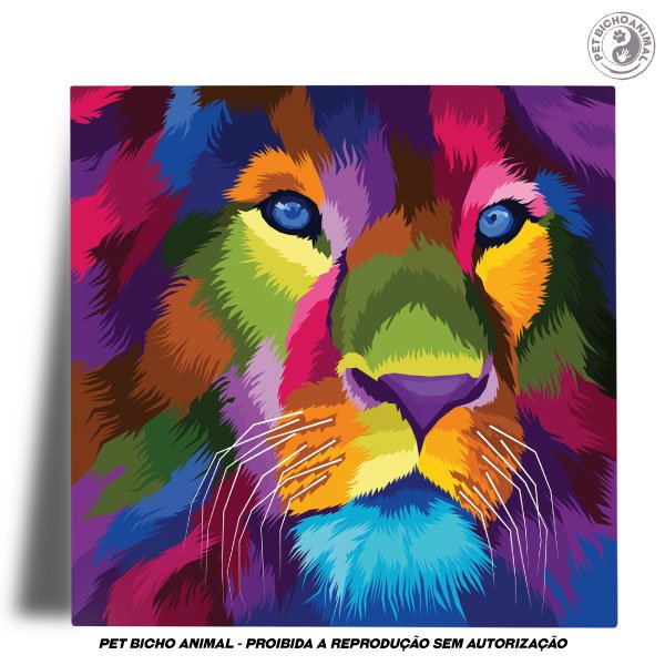 Azulejo Decorativo - Leão em Cores 1 Azulejo Decorativo - Leão em Cores 2