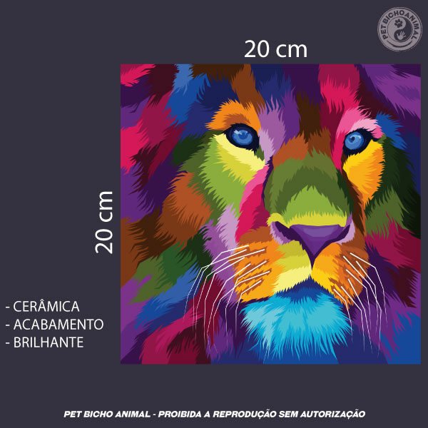 Azulejo Decorativo - Leão em Cores 5 Azulejo Decorativo - Leão em Cores - Imagem 3