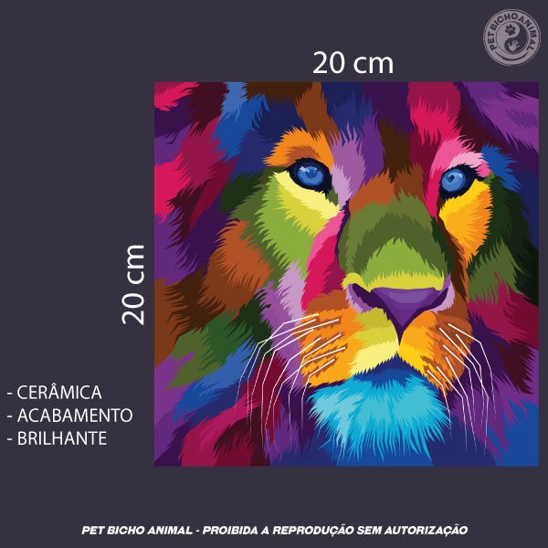 Azulejo Decorativo - Leão em Cores 2 Azulejo Decorativo - Leão em Cores 3