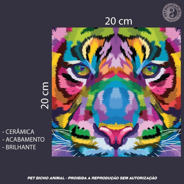 Azulejo Decorativo - Tigre em Cores 5 Azulejo Decorativo - Tigre em Cores - Imagem 3