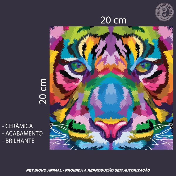 Azulejo Decorativo - Tigre em Cores 2 Azulejo Decorativo - Tigre em Cores 3