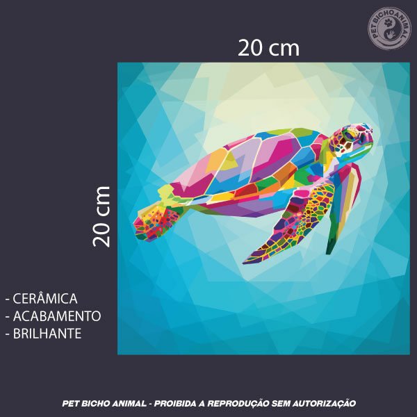 Azulejo Decorativo - Tartaruga em Cores - Imagem 3