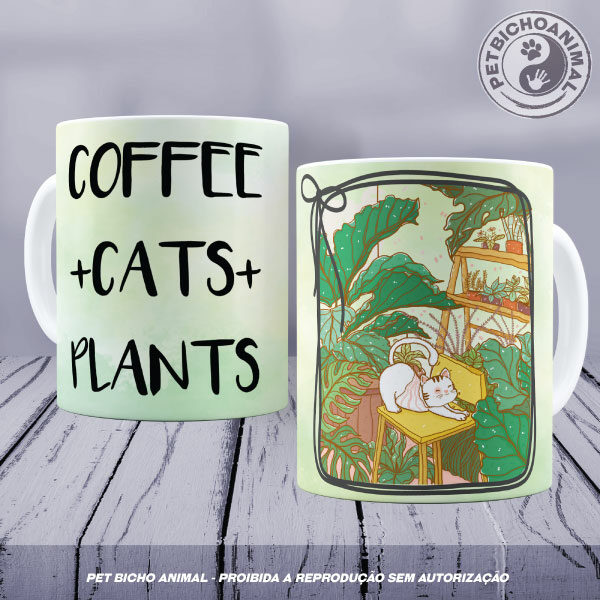 Caneca - Café, Gatos e Plantas 7