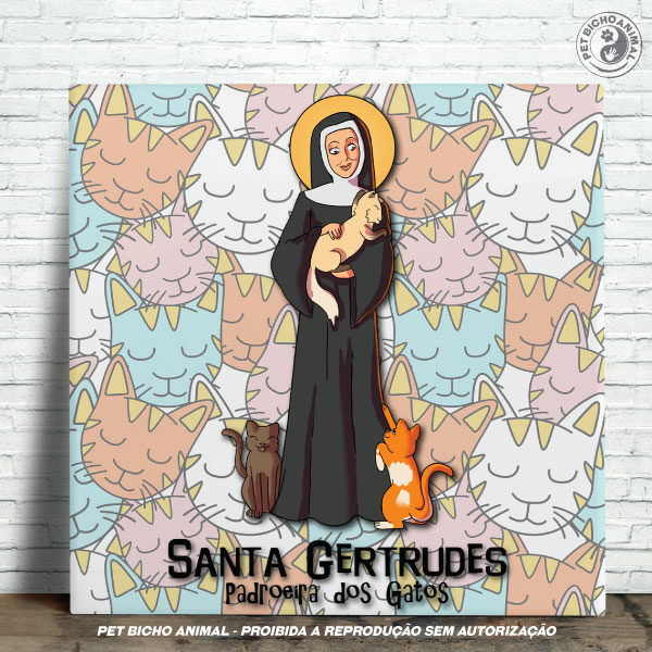 Azulejo Decorativo - Santa Gertrudes de Nivelles - Padroeira dos Gatos 12