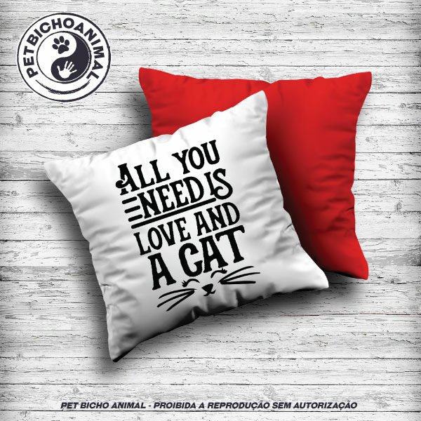 Almofada All You Need is Love and a Cat