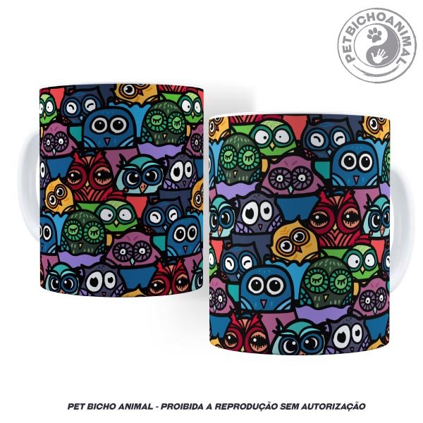 Caneca - Corujas Coloridas 1 Caneca - Corujas Coloridas 2
