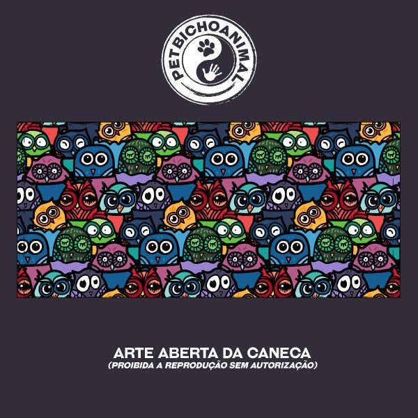 Caneca - Corujas Coloridas 2 Caneca - Corujas Coloridas 3