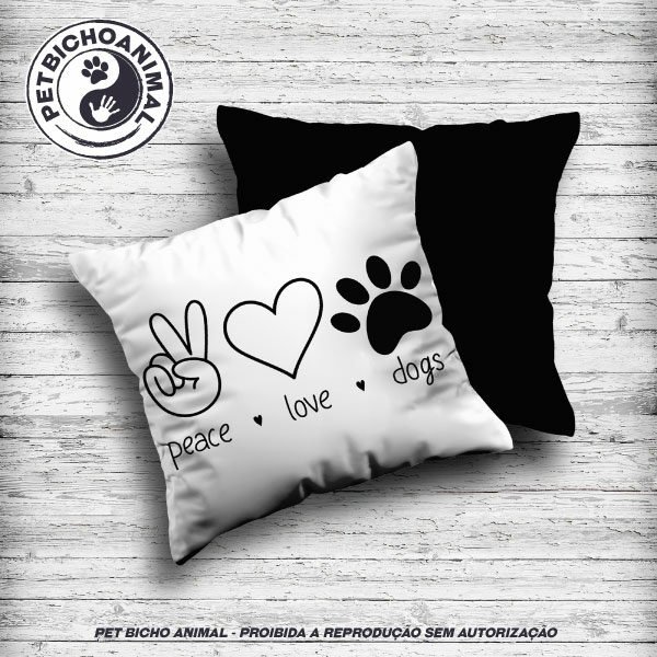 Almofada Peace, Love, Dogs
