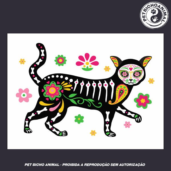 Camiseta - Gato Mexicano - Día de Muertos - Modelo 1 - Imagem 3
