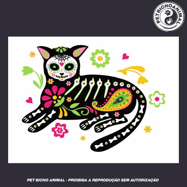 Camiseta - Gato Mexicano - Día de Muertos - Modelo 2 - Imagem 3