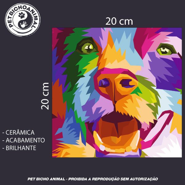 Azulejo Decorativo - Cão Colorido 5 Azulejo Decorativo - Cão Colorido - Imagem 3