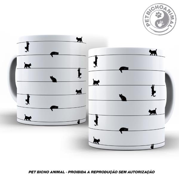 Caneca - Varal de Gatos 1 Caneca - Varal de Gatos 2