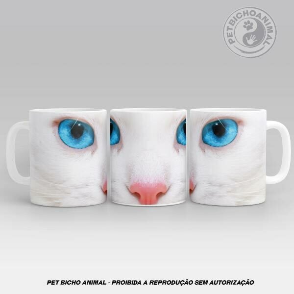 Caneca Cara de Gato Branco
