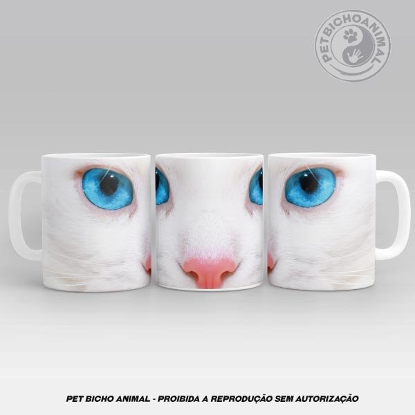 PBACAN-2203199A Caneca Cara de Gato Branco 1