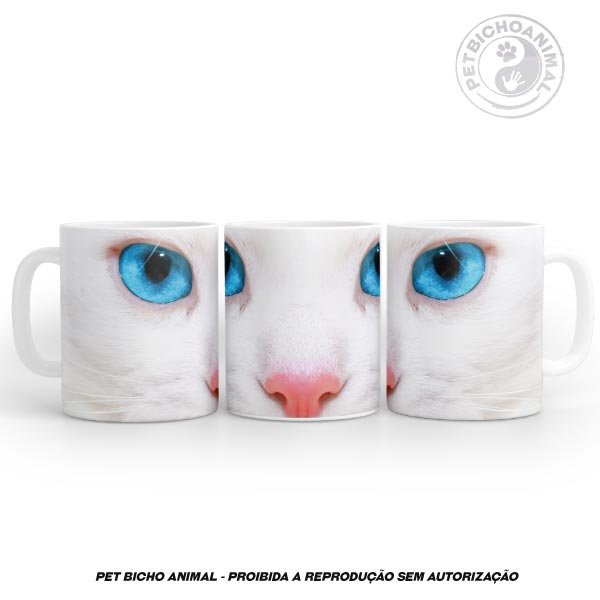 Caneca Cara de Gato Branco 1 Caneca Cara de Gato Branco 2