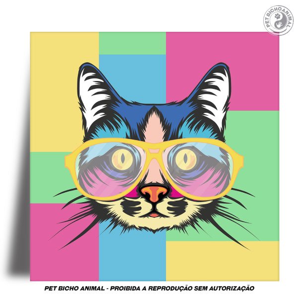 Azulejo Decorativo - Gato Pop Art 1 Azulejo Decorativo - Gato Pop Art 2