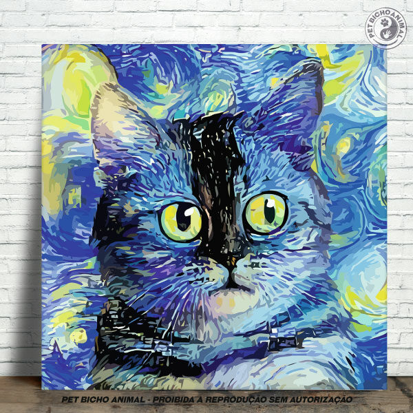 Azulejo Decorativo - Gato a la Van Gogh 11