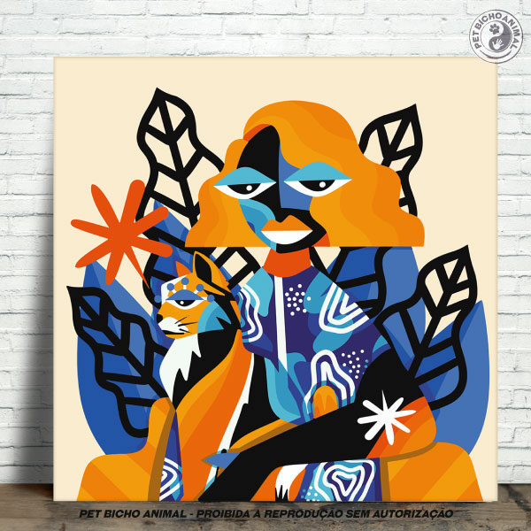 Azulejo Decorativo - Mulher e Gato no Abstracionismo 18