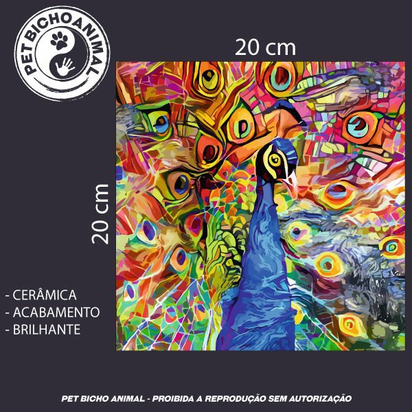 Azulejo Decorativo - Close no Pavão 5 Azulejo Decorativo - Close no Pavão - Imagem 3