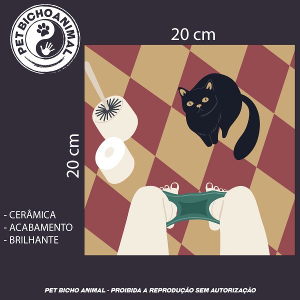 Azulejo Decorativo - Privacidade com Gato 2 Azulejo Decorativo - Privacidade com Gato 3