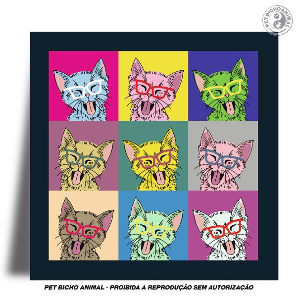 Azulejo Decorativo - Gato Autorretrato Pop Art 1 Azulejo Decorativo - Gato Autorretrato Pop Art 2