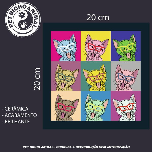 Azulejo Decorativo - Gato Autorretrato Pop Art 5 Azulejo Decorativo - Gato Autorretrato Pop Art - Imagem 3
