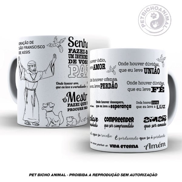 Caneca Oração de São Francisco 1 Caneca Oração de São Francisco 2