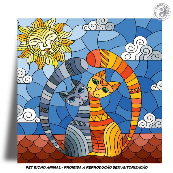 Azulejo Decorativo - Dia de Sol com Gatos 1 Azulejo Decorativo - Dia de Sol com Gatos 2