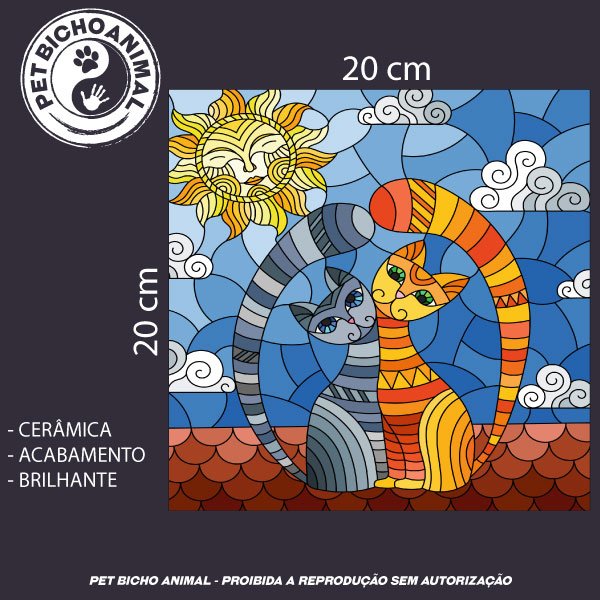 Azulejo Decorativo - Dia de Sol com Gatos 2 Azulejo Decorativo - Dia de Sol com Gatos 3